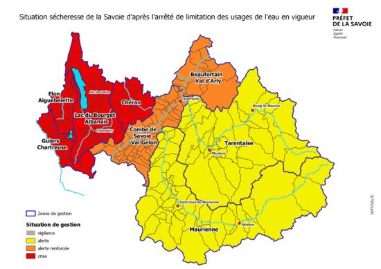 Carte sécheresse Savoie